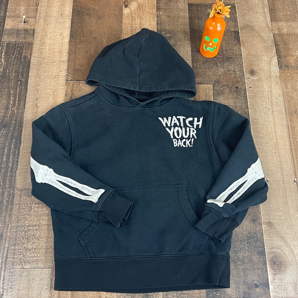 Old Navy Watch Your Back Skeleton Black Zip Up Hoodie